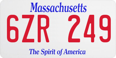 MA license plate 6ZR249
