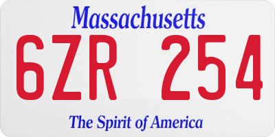 MA license plate 6ZR254
