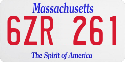 MA license plate 6ZR261