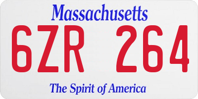 MA license plate 6ZR264