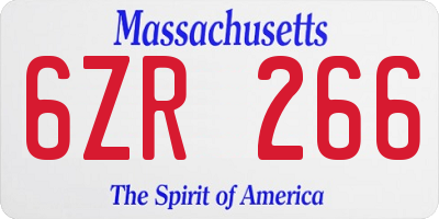 MA license plate 6ZR266