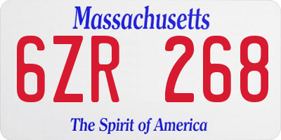 MA license plate 6ZR268
