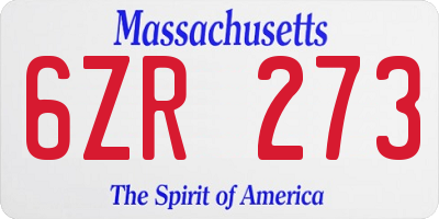 MA license plate 6ZR273