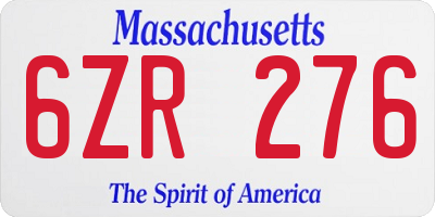 MA license plate 6ZR276