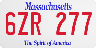 MA license plate 6ZR277
