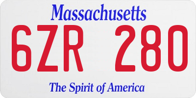 MA license plate 6ZR280