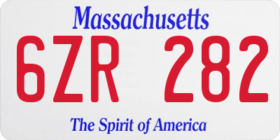 MA license plate 6ZR282