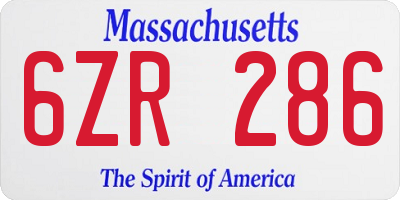 MA license plate 6ZR286