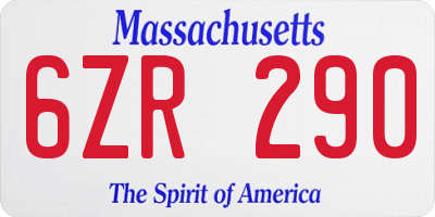 MA license plate 6ZR290