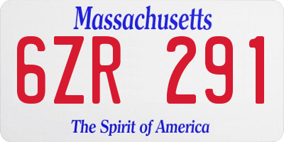 MA license plate 6ZR291
