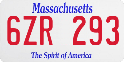 MA license plate 6ZR293
