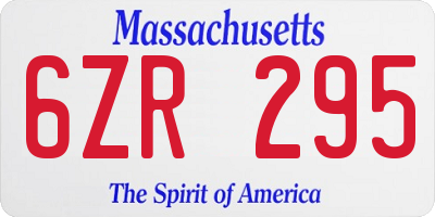 MA license plate 6ZR295