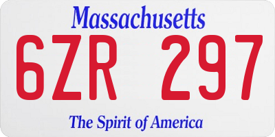 MA license plate 6ZR297