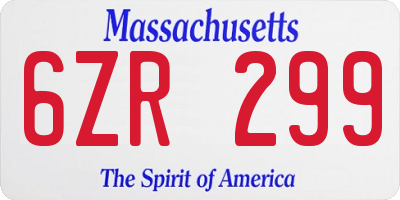 MA license plate 6ZR299