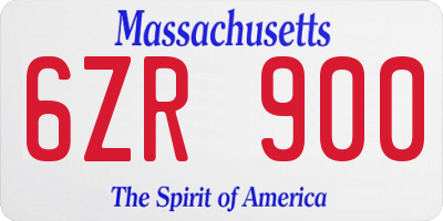 MA license plate 6ZR900