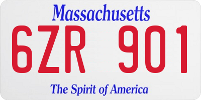 MA license plate 6ZR901