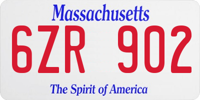 MA license plate 6ZR902