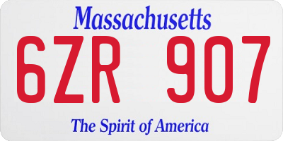 MA license plate 6ZR907