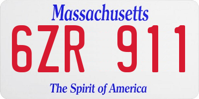 MA license plate 6ZR911