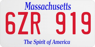MA license plate 6ZR919
