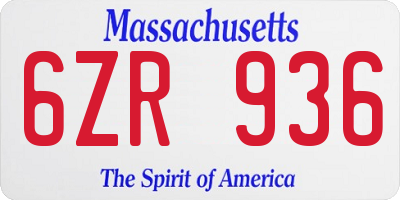 MA license plate 6ZR936