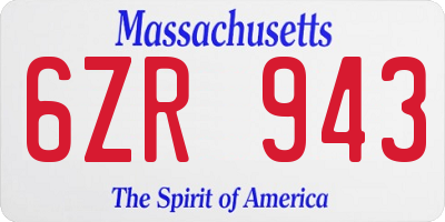 MA license plate 6ZR943