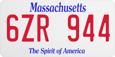 MA license plate 6ZR944