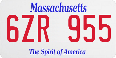 MA license plate 6ZR955