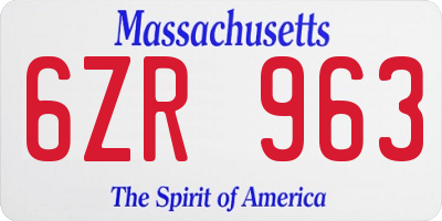 MA license plate 6ZR963