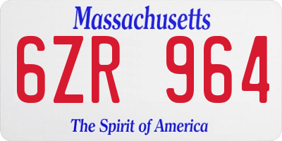 MA license plate 6ZR964