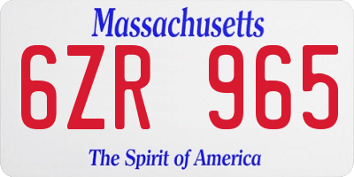 MA license plate 6ZR965