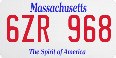 MA license plate 6ZR968