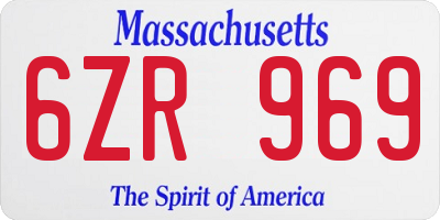 MA license plate 6ZR969