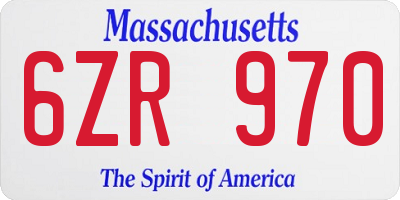 MA license plate 6ZR970