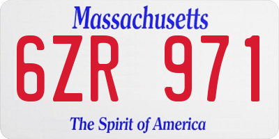 MA license plate 6ZR971