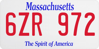 MA license plate 6ZR972