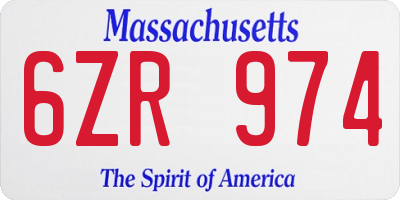 MA license plate 6ZR974