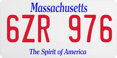 MA license plate 6ZR976