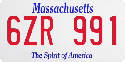 MA license plate 6ZR991