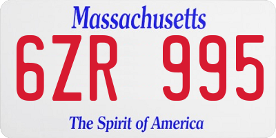 MA license plate 6ZR995
