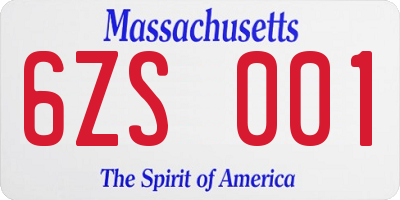 MA license plate 6ZS001