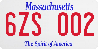 MA license plate 6ZS002