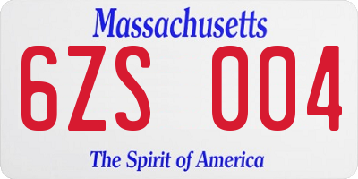 MA license plate 6ZS004