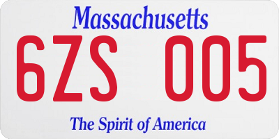 MA license plate 6ZS005