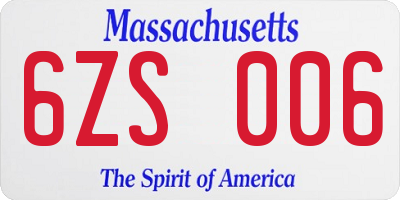MA license plate 6ZS006
