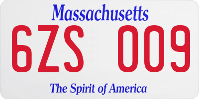 MA license plate 6ZS009