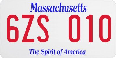 MA license plate 6ZS010