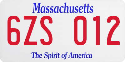 MA license plate 6ZS012