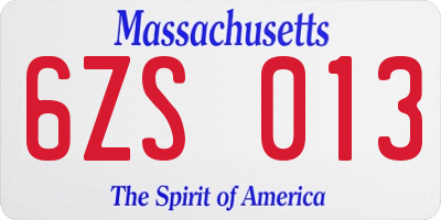 MA license plate 6ZS013