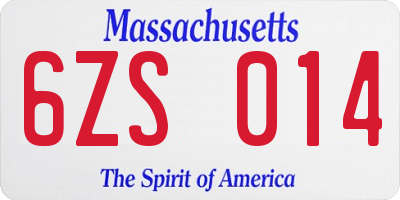 MA license plate 6ZS014